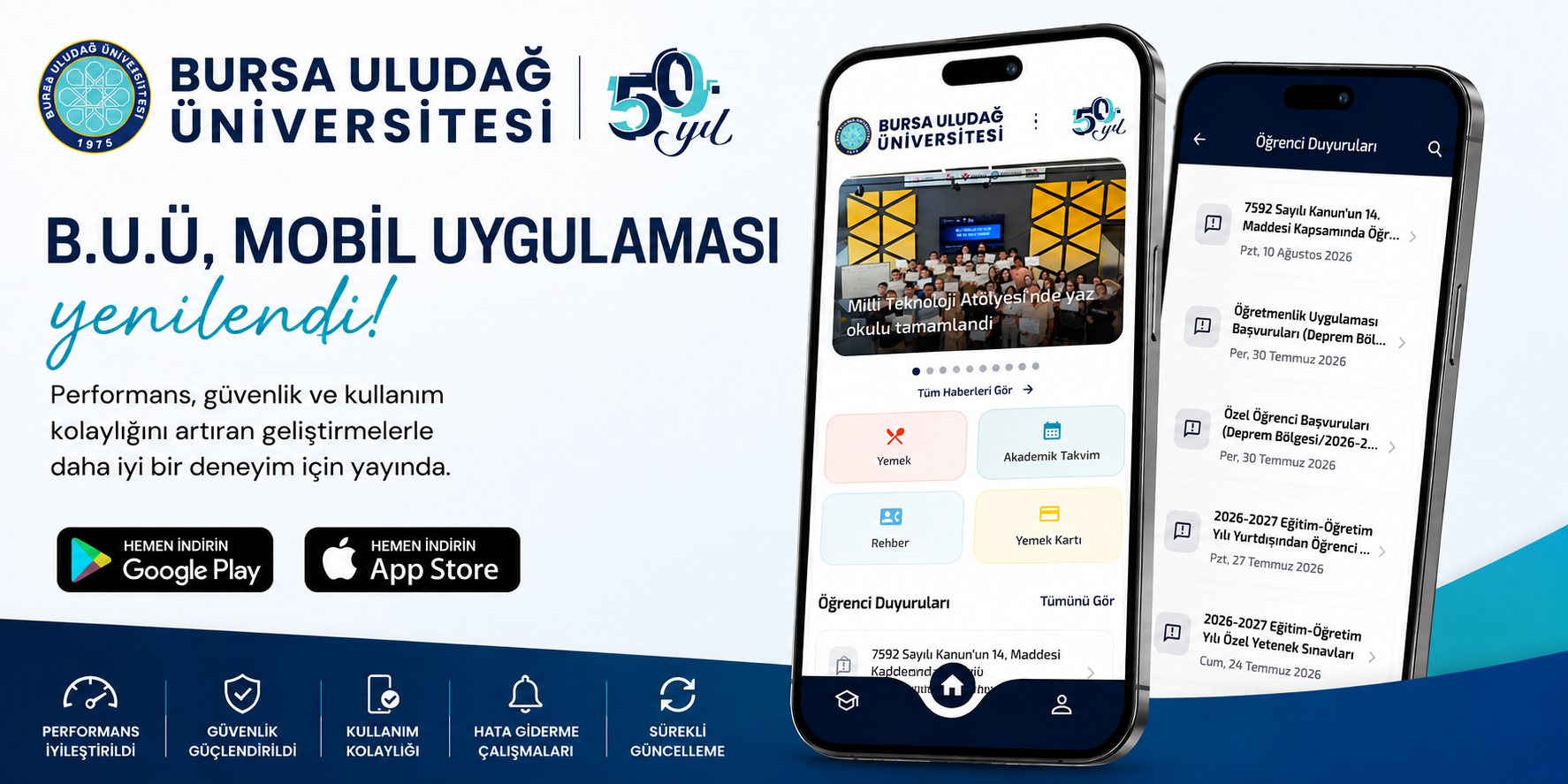 B.U.Ü. Mobil Uygulamasında Geliştirme ve İyileştirmeler Yapıldı